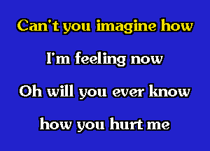 Can't you imagine how
I'm feeling now
Oh will you ever know

how you hurt me