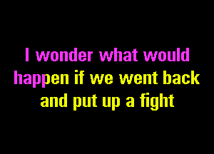 I wonder what would

happen if we went back
and put up a fight