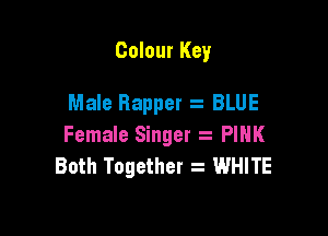 Colour Key

Male Rapper z BLUE

Female Singer PINK
Both Together WHITE