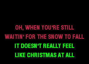 0H, WHEN YOU'RE STILL
WAITIH' FOR THE SHOW T0 FALL

IT DOESN'T REALLY FEEL

LIKE CHRISTMAS AT ALL