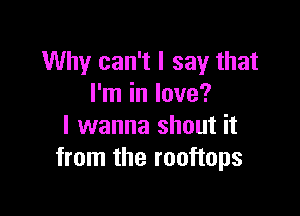 Why can't I say that
I'm in love?

I wanna shout it
from the rooftops