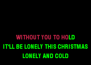 WITHOUT YOU TO HOLD
IT'LL BE LONELY THIS CHRISTMAS
LONELY AND COLD