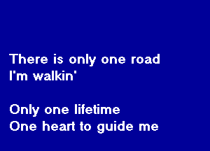 There is only one road

I'm walkin'

Only one lifetime
One heart to guide me