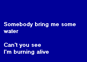 Somebody bring me some

water

Can't you see
I'm burning alive