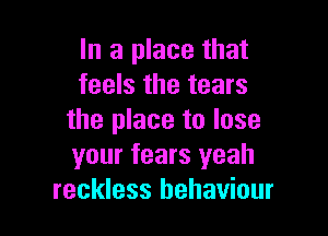 In a place that
feels the tears

the place to lose
your fears yeah
reckless behaviour