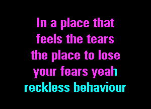 In a place that
feels the tears

the place to lose
your fears yeah
reckless behaviour