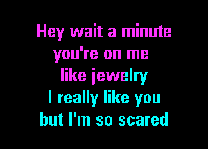Hey wait a minute
you're on me

like jewelry
I really like you
but I'm so scared