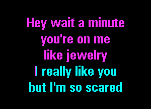 Hey wait a minute
you're on me

like jewelry
I really like you
but I'm so scared