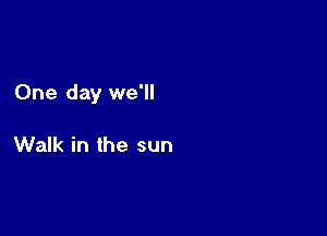 One day we'll

Walk in the sun