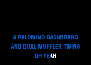 A PALOMIHO DASHBOARD
AND DUAL MUFFLER TWINS
OH YEAH