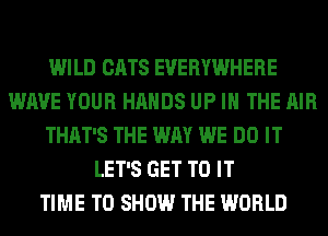 WILD CATS EVERYWHERE
WAVE YOUR HANDS UP IN THE AIR
THAT'S THE WAY WE DO IT
LET'S GET TO IT
TIME TO SHOW THE WORLD