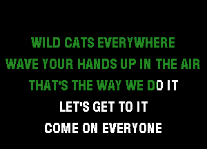 WILD CATS EVERYWHERE
WAVE YOUR HANDS UP IN THE AIR
THAT'S THE WAY WE DO IT
LET'S GET TO IT
COME ON EVERYONE