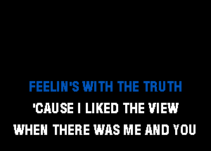 FEELIH'S WITH THE TRUTH
'CAUSE I LIKED THE VIEW
WHEN THERE WAS ME AND YOU