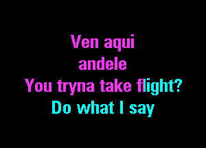 Ven aqui
andele

You tryna take flight?
Do what I say