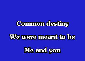 Common destiny

We were meant to be

Me and you
