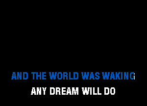 AND THE WORLD WAS WAKIHG
ANY DREAM WILL DO