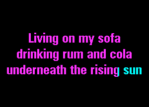 Living on my sofa
drinking rum and cola
underneath the rising sun