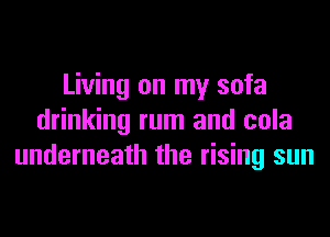 Living on my sofa
drinking rum and cola
underneath the rising sun