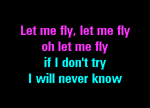 Let me fly, let me fly
oh let me fly

if I don't try
I will never know