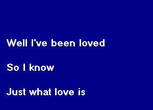 Well I've been loved

So I know

Just what love is