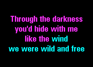 Through the darkness
you'd hide with me

like the wind
we were wild and free