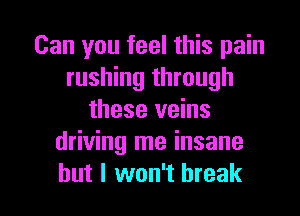 Can you feel this pain
rushing through
these veins
driving me insane

but I won't break I