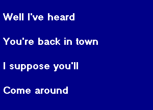 Well I've heard

You're back in town

I suppose you'll

Come around