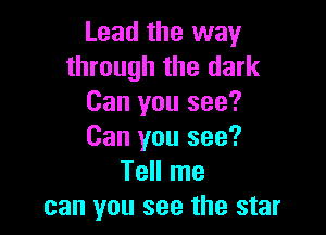 Lead the way
through the dark
Can you see?

Can you see?
Tell me
can you see the star