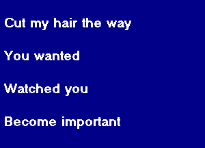 Cut my hair the way

You wanted
Watched you

Become important