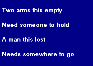 Two arms this empty
Need someone to hold

A man this lost

Needs somewhere to go