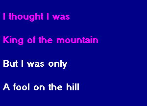 But I was only

A fool on the hill