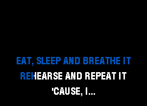 EAT, SLEEP AND BREATHE IT
REHERRSE AND REPEAT IT
'CAUSE, l...