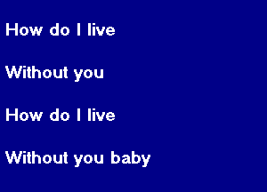 How do I live
Without you

How do I live

Without you baby