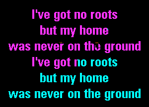 I've got no roots
but my home
was never on the ground
I've got no roots
but my home
was never on the ground