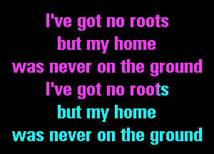 I've got no roots
but my home
was never on the ground
I've got no roots
but my home
was never on the ground