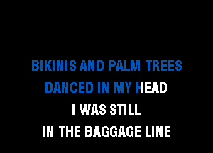 BIKINIS AND PALM TREES
DANCED IN MY HEAD
I WAS STILL
IN THE BAGGAGE LINE