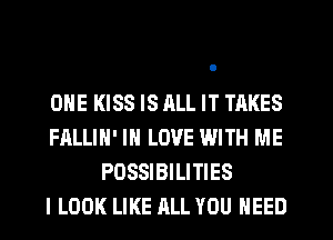 ONE KISS IS RLL IT TAKES
FALLIH' IN LOVE WITH ME
PDSSIBILITIES
I LOOK LIKE ALL YOU NEED