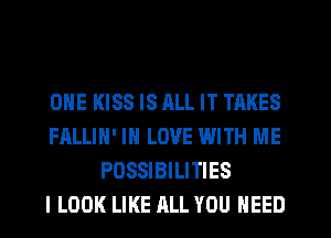 ONE KISS IS RLL IT TAKES
FALLIH' IN LOVE WITH ME
PDSSIBILITIES
I LOOK LIKE ALL YOU NEED
