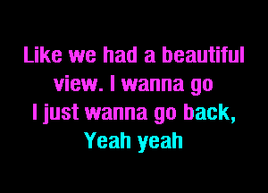 Like we had a beautiful
view. I wanna go
I just wanna go back,
Yeah yeah