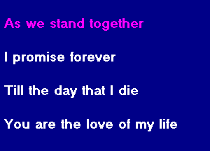 I promise forever

Till the day that I die

You are the love of my life