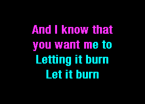 And I know that
you want me to

Letting it burn
Let it burn