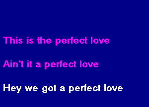 Hey we got a perfect love