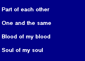 Part of each other
One and the same

Blood of my blood

Soul of my soul
