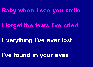 Everything I've ever lost

I've found in your eyes