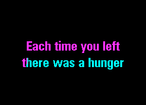 Each time you left

there was a hunger