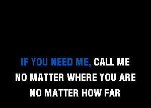 IF YOU NEED ME, CALL ME
NO MATTER WHERE YOU ARE
NO MATTER HOW FAR