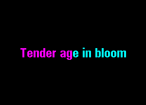Tender age in bloom