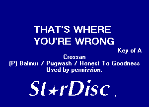 THAT'S WHERE
YOU'RE WRONG

Key of A
Clossan
(Pl Balmut I Pugwash I Honest To Goodness
Used by pclmission.

Sthisc.