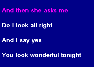 Do I look all right

And I say yes

You look wonderful tonight