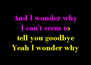 And I wonder why

I can't seem to
tell you goodbye
Yeah I wonder why